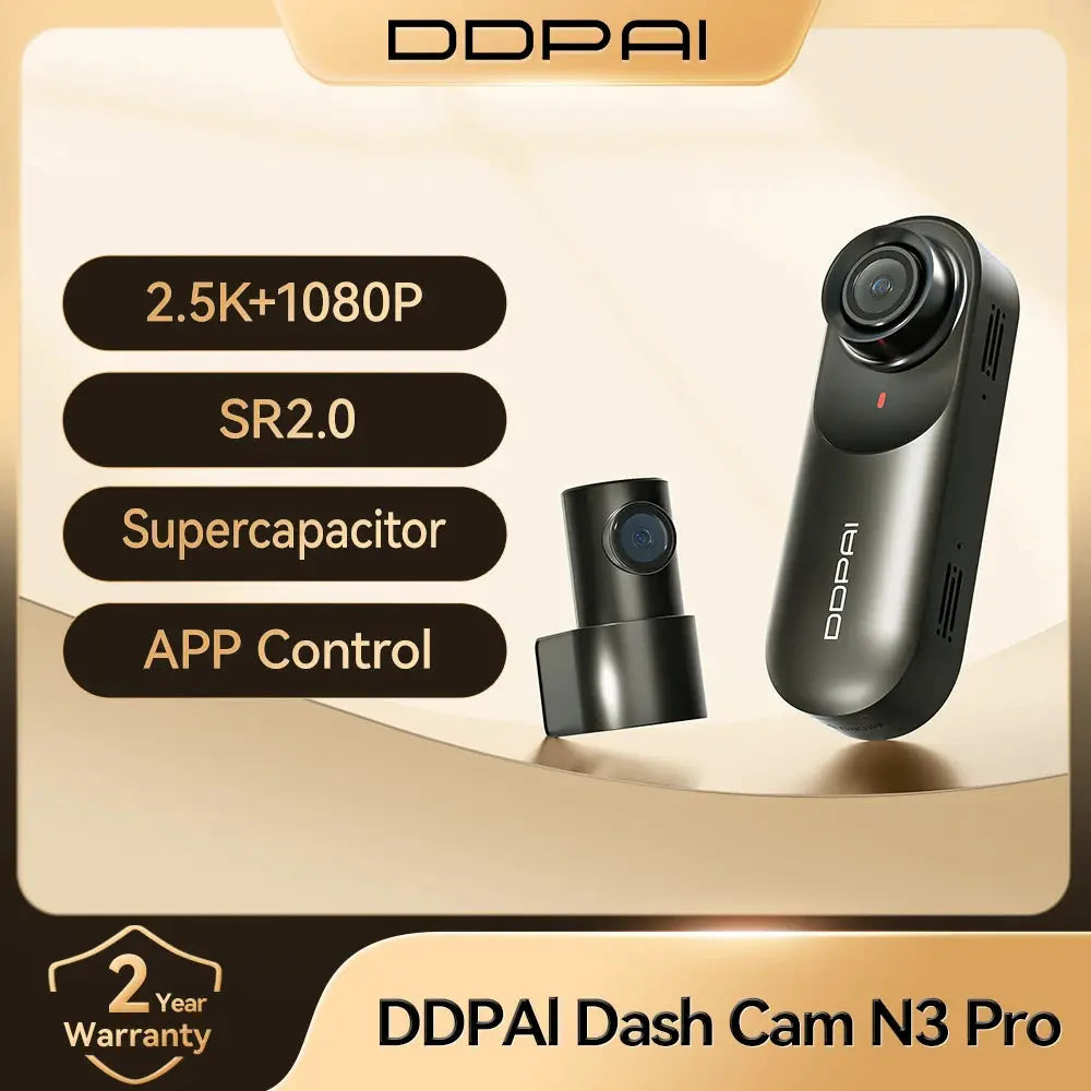 DDPAI Mola N3 Pro dash camera with mini module, two cameras, 2.5K+1080P, app control