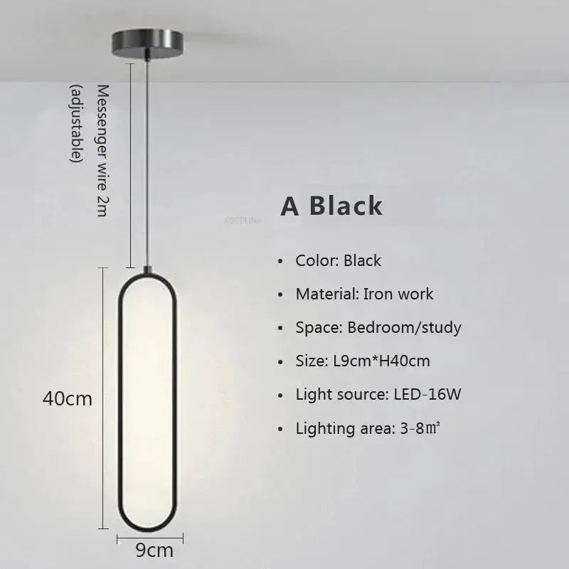 Simples Market black iron LED pendant light with white diffuser, 40cm tall