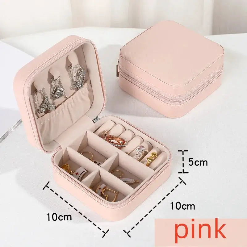 LuxeNest Mini Jewelry Storage Box Portable Travel Organizer for Earrings Necklaces and Rings in Durable PU Leather