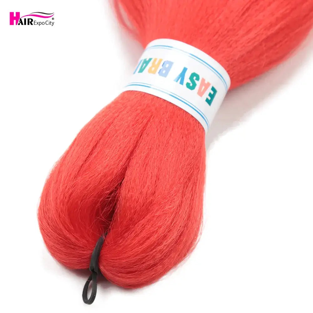 Easy Braids 26-inch synthetic jumbo braids in red ombre, pre-stretched hair extensions