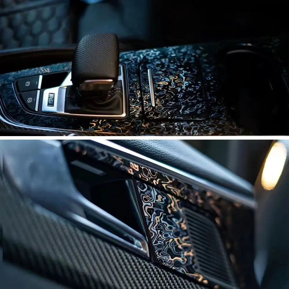 Simples Market 9D carbon fiber car wrap sticker, glossy black self-adhesive vinyl for interior trim