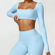 Hearuisavy Womens Quick Dry Square Neck Gym Top With Breathable Nylon Spandex For Dry Comfort