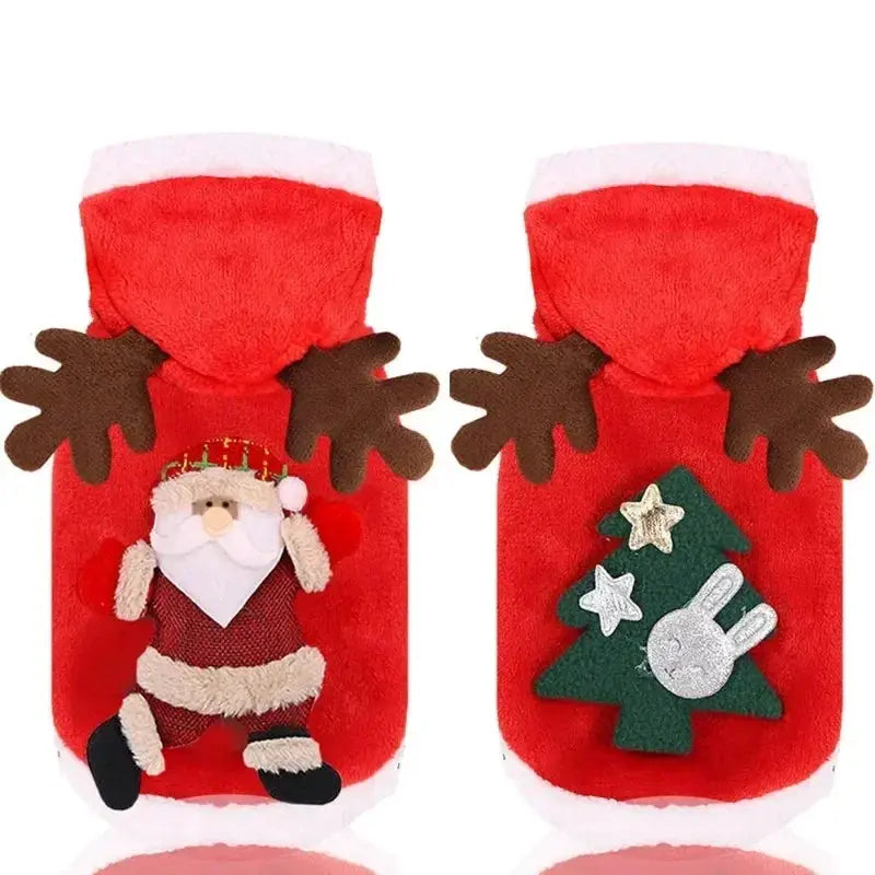 Dog Christmas Clothes Winter Warm Coat Hoodie For Small To Medium Dogs And Cats Elk And Santa Claus Prints Costume
