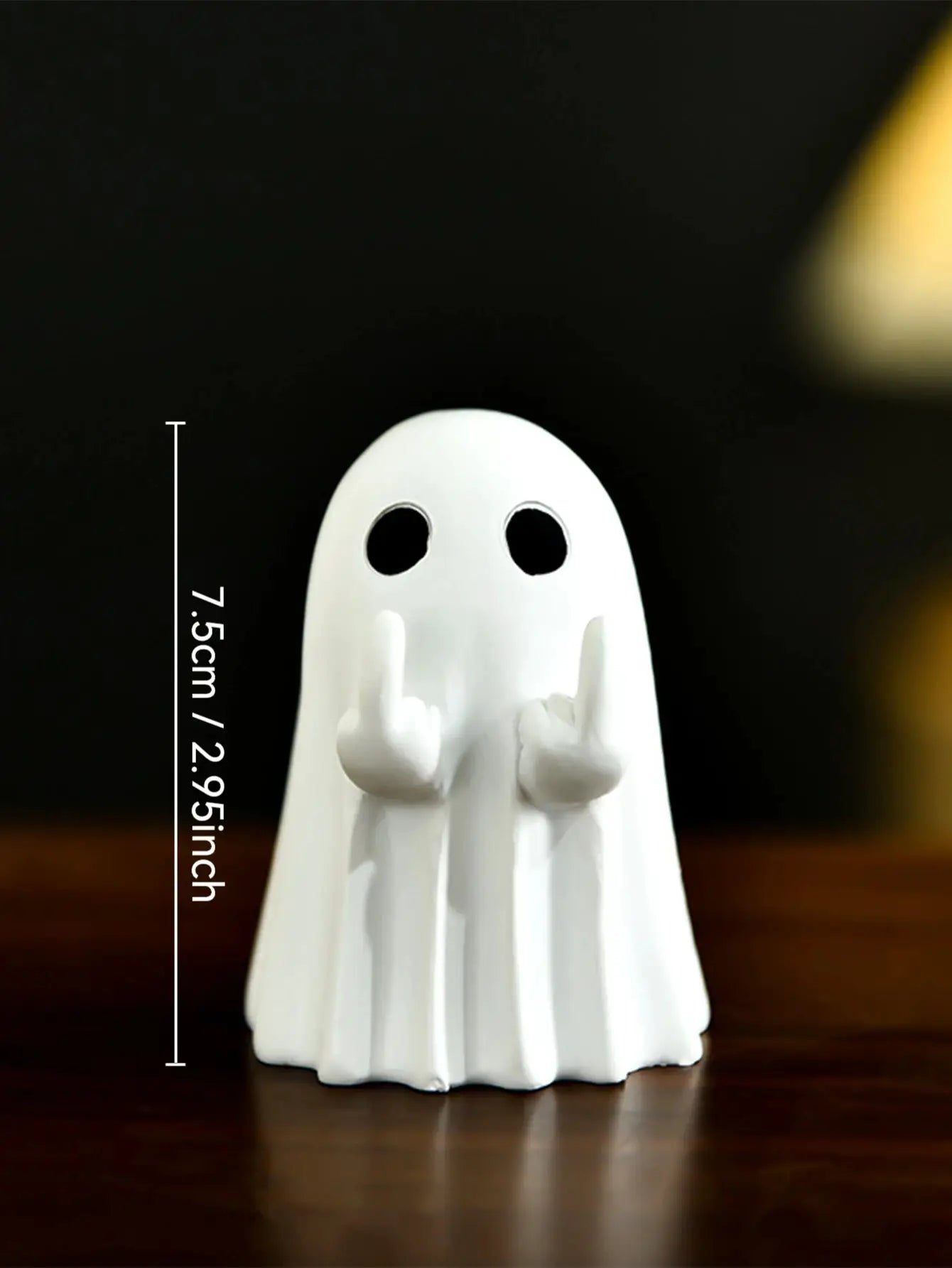 Middle Finger Cute Ghost Statue Halloween Home Decor Small Scary Ghost Figurines Coffee Table Centerpiece Shelf