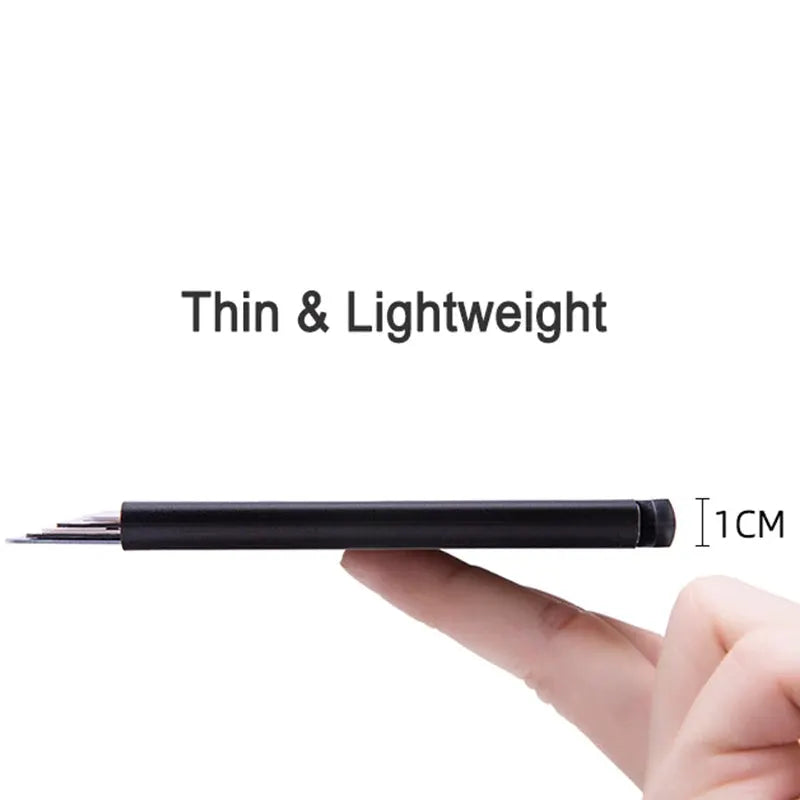 RFID metal card holder, slim black wallet with pop-out cards, 1 cm thick