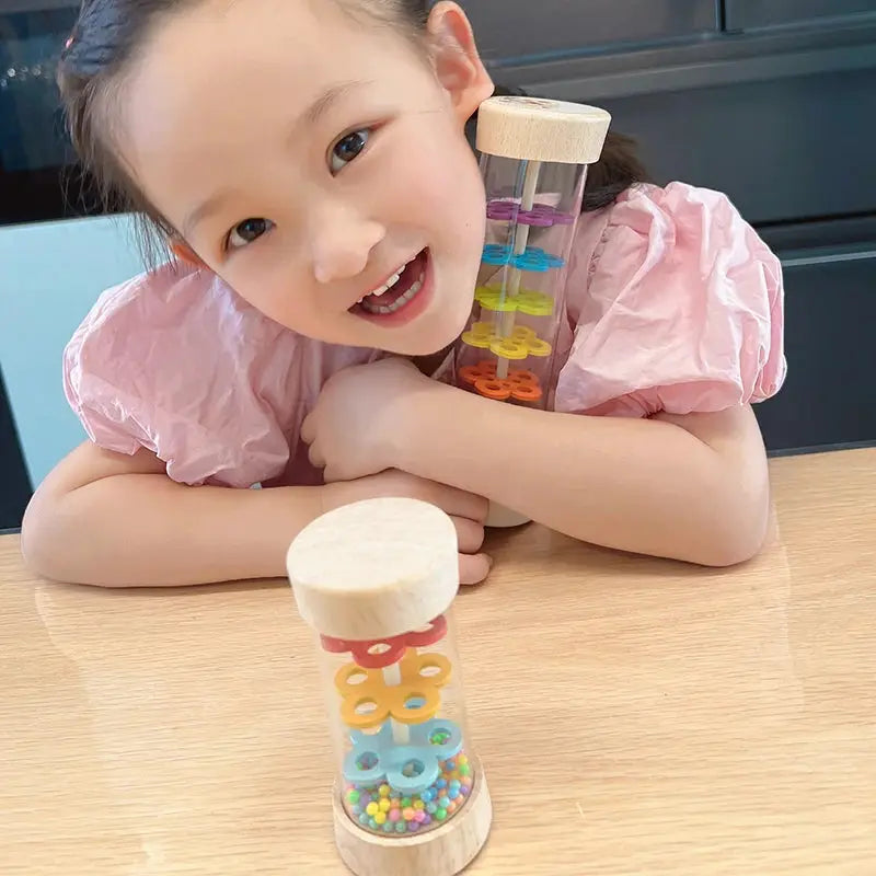 Wooden Rain Sound Tube Instrument Rain Maker And Hourglass Shaker Toy For Sensory Play And Hearing Enlightenment