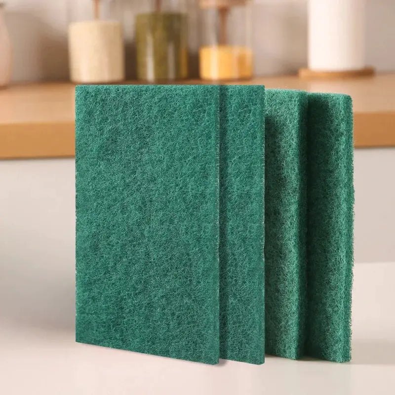 Green kitchen scrub pads, 3-piece set for oil removal and dishwashing, reusable