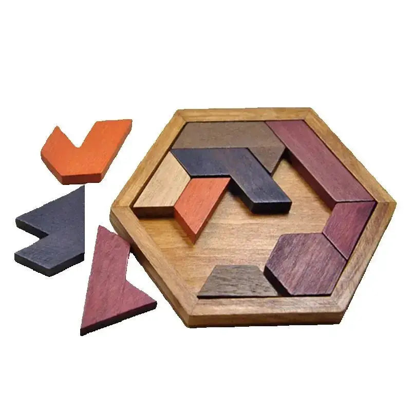 Wooden Geometric Shape Jigsaw Board Puzzles For Kids Children Brain Teaser Non Toxic Wood Toys Educational Development
