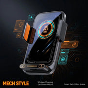 Car Phone Charger Holder 15W Wireless and Wired Charger Auto Sensing One Touch Release Rotation Qi FCC RoHS Certified