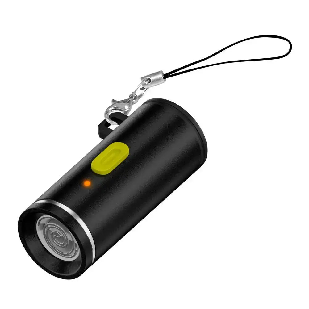 Type-C mini windproof lighter, black body with yellow switch and wrist strap