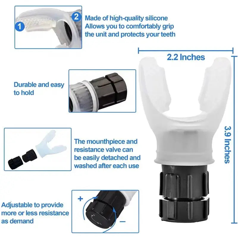 Portable Lung Capacity Abdominal Breathing Trainer With Adjustable Resistance For Enhanced Breathing And Sleep Quality