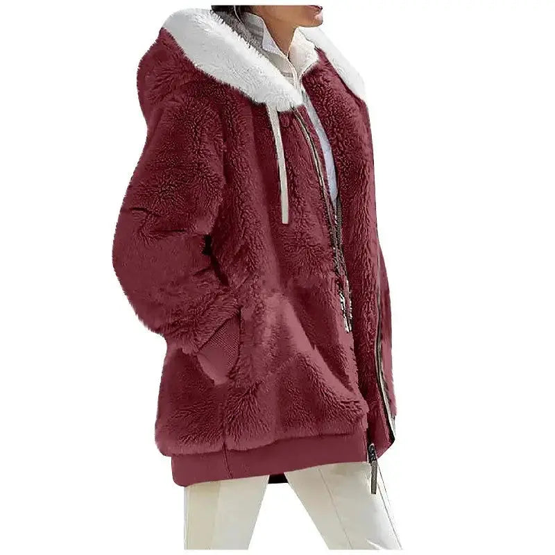 EverCozy Women Hooded Fleece Jacket Thick Warmth Casual Streetwear for Autumn and Winter