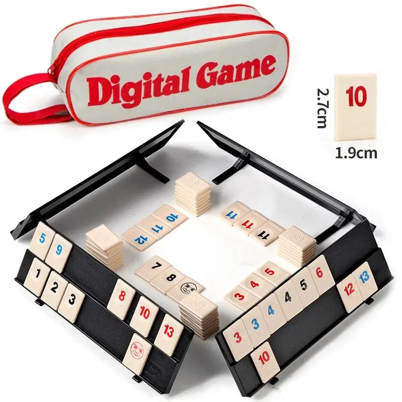 Rummy Cube Game Set With 106 Tiles 4 Racks Portable Case For Travel And Family Fun
