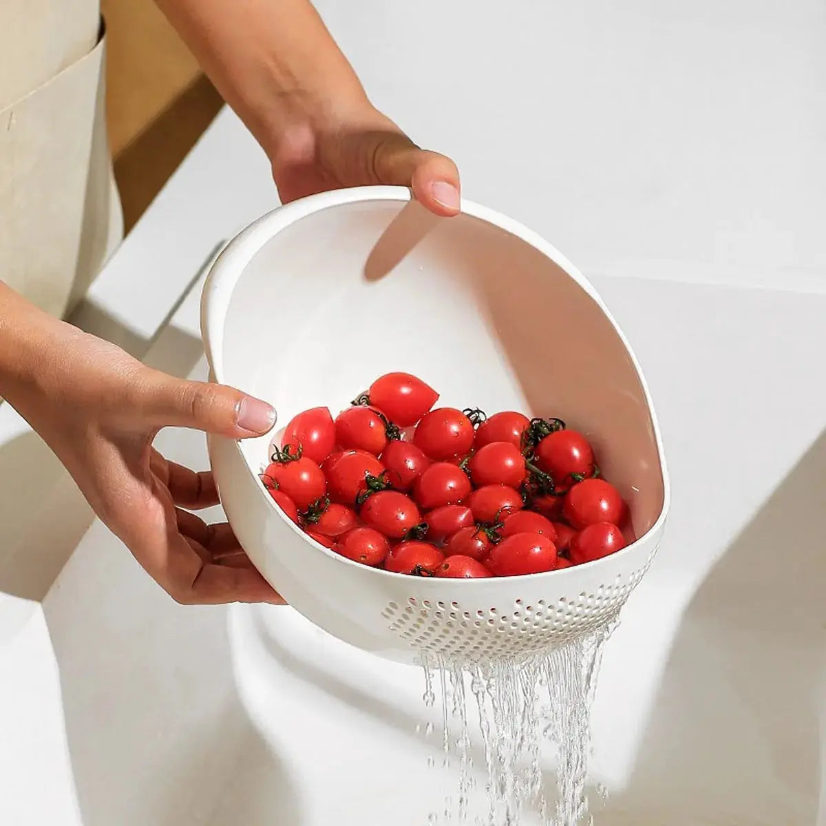 Three In One Colander Rice Bowl Drain Basket With Handle For Fruit Vegetables Washing Kitchen Organizer