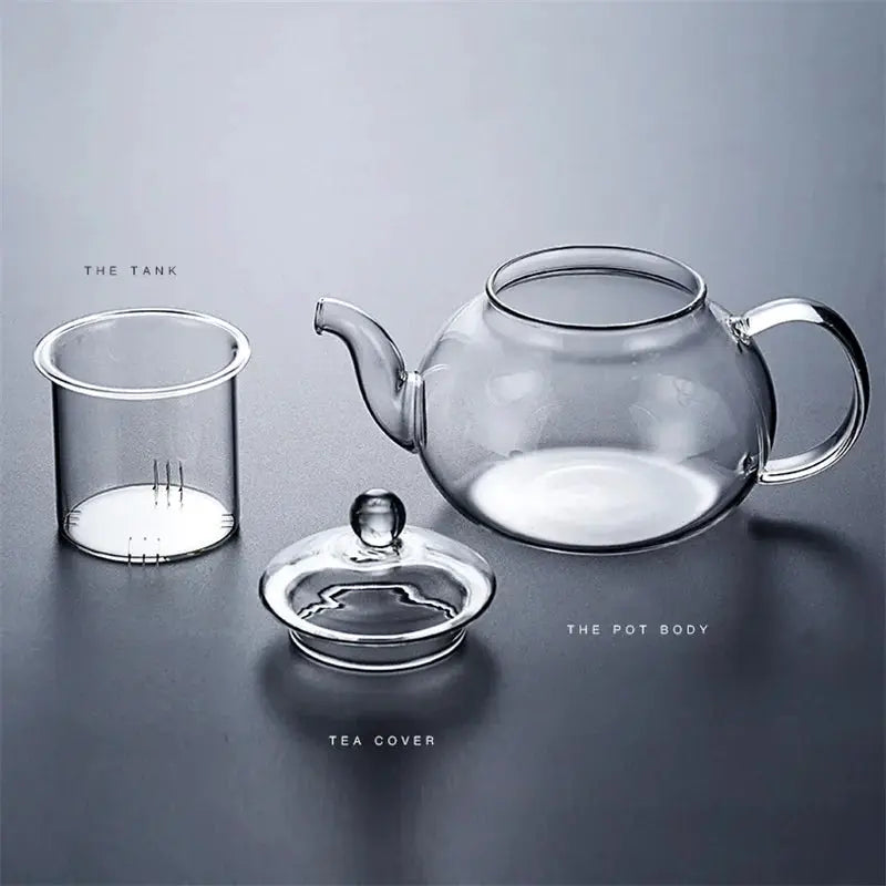 CrystalBloom Glass Teapot 400ml And 1000ml, Filterable, Heat Resistant Borosilicate Teapot For All Teas