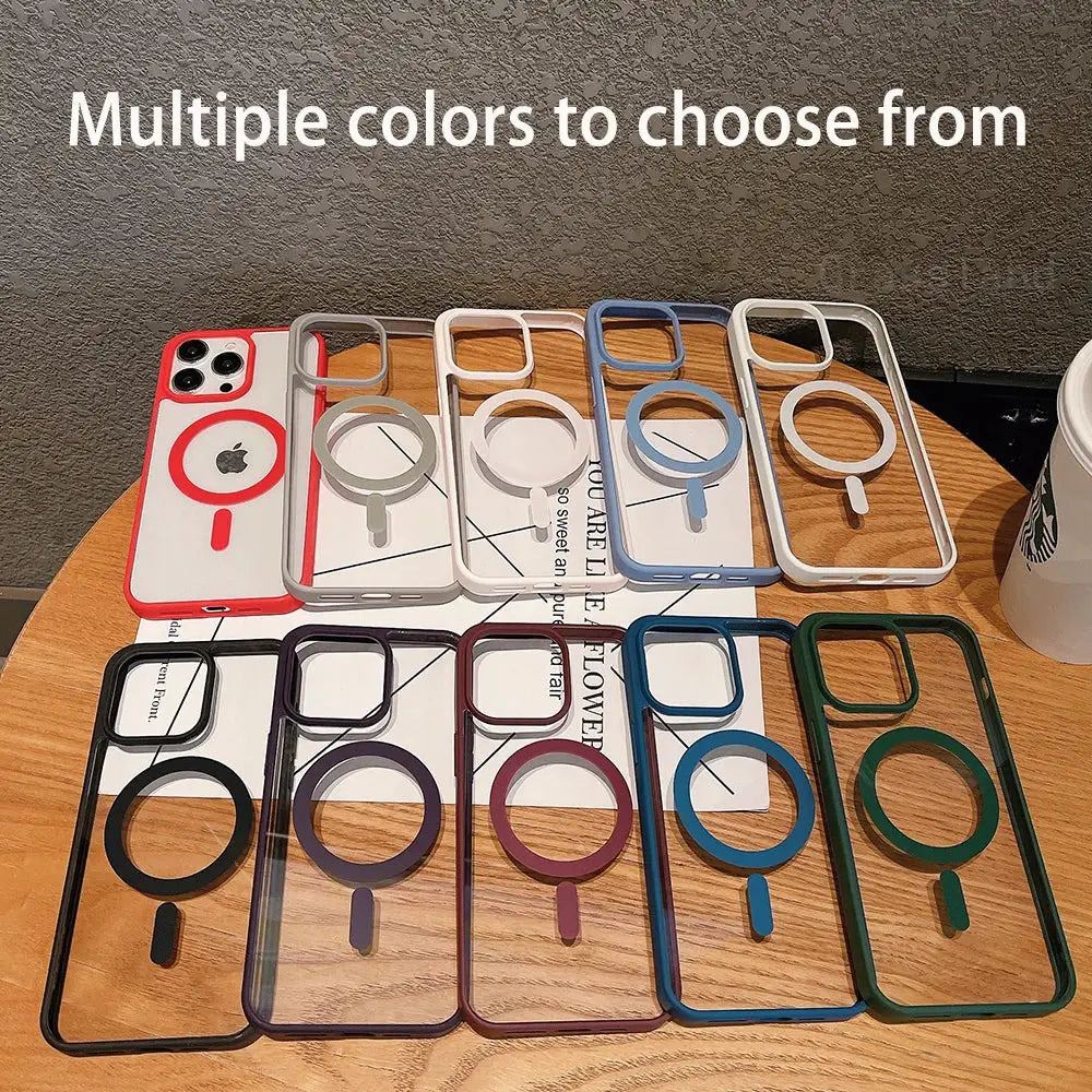 MagSafe Transparent Case For iPhone 11 Through 16 Pro XS XR Max Mini Plus Magnetic Wireless Charging Compatible