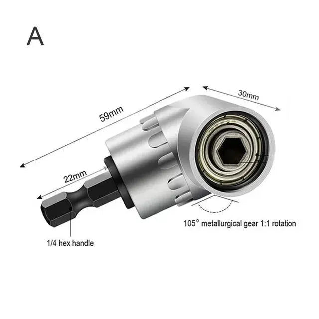 105 Degree Right Angle Drill Adapter With Flexible Shaft Extension Magnetic Bit Socket For Screwdrivers And Power Drills