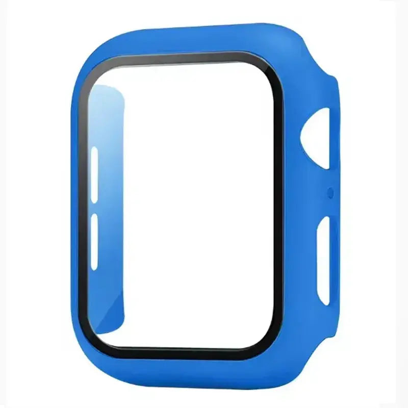 Simples Market blue Apple Watch protective case with tempered glass screen protector for 38-46mm.