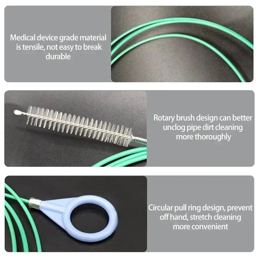 Simples Market car sunroof drain dredge kit with green hoses, rotary brush, blue pull-ring