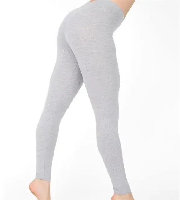 Women's elastic waist leggings by Simples Market, light gray high-stretch gym pants