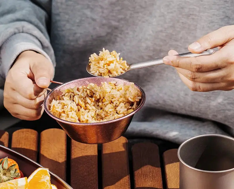 Boundless Voyage titanium spoon/spork set by Simples Market, lightweight reusable camping flatware.