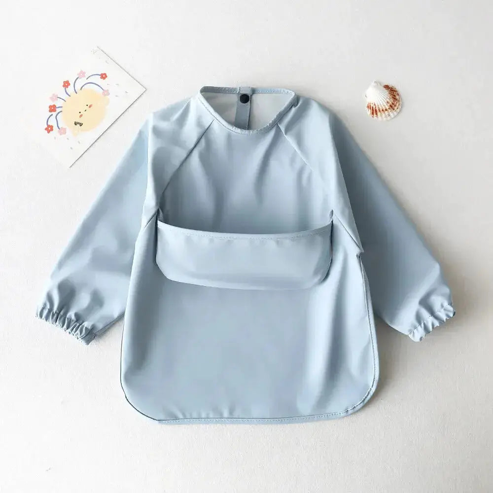 1 Piece Solid Color Baby Painting Smock Long Sleeve Waterproof Art Smock And Feeding Bib Apron For Kids Accessories
