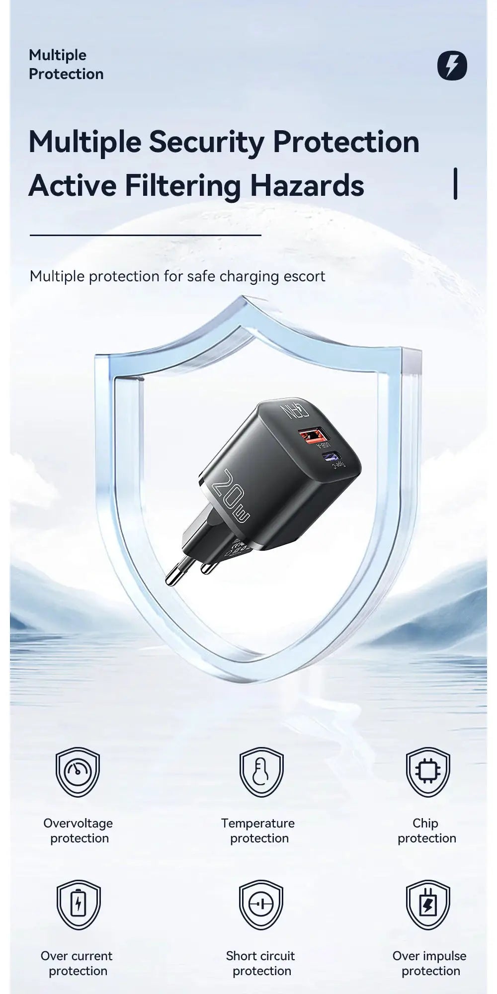 Essager 20W GaN USB-C wall charger, black, Simples Market, PD 3.0 fast charging.