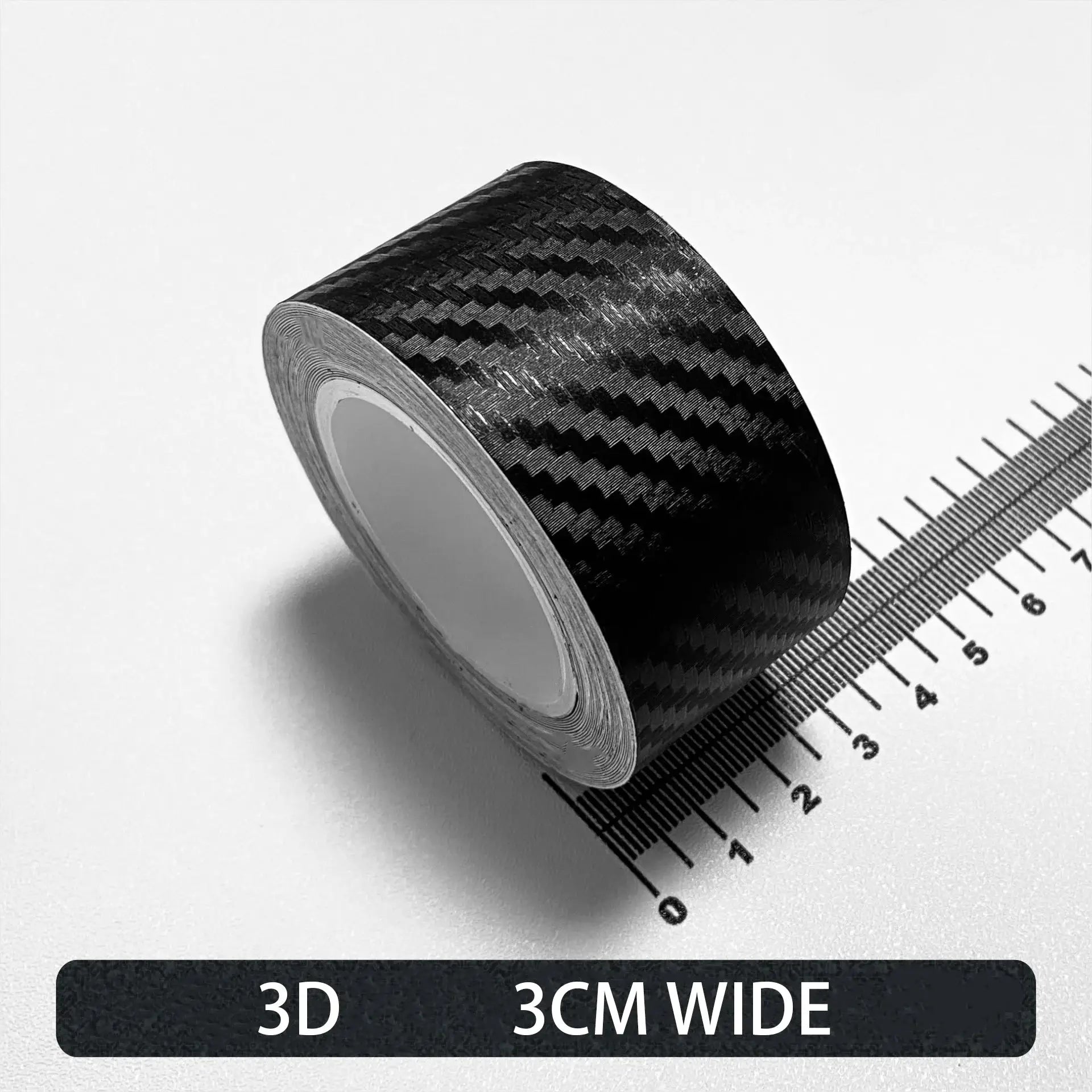 Carbon fiber automotive adhesive tape roll, matte black 3D weave, self-adhesive, 3 cm wide
