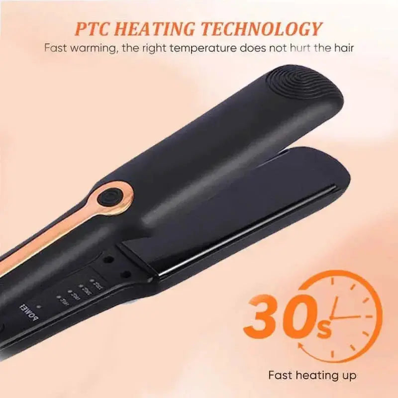 Tinsol 2-in-1 hair straightener and curling iron with black ceramic wide plate, temperature adjustable by Simples Market