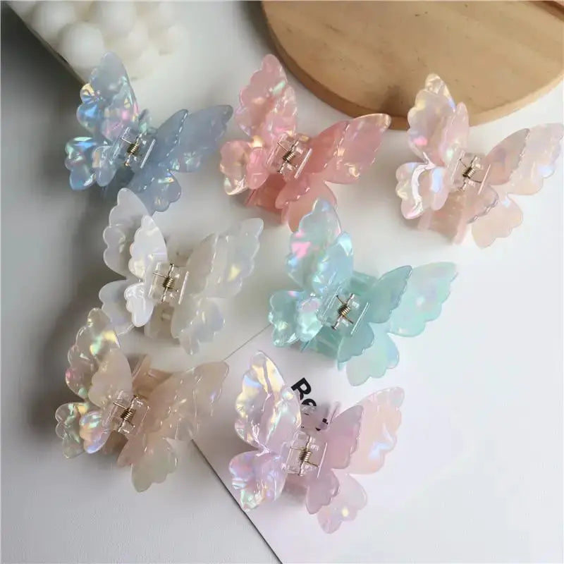 Colorful Butterfly Hair Clips For Women And Girls Pearlescent Fairy Gripper Clips Beach Summer Accessories