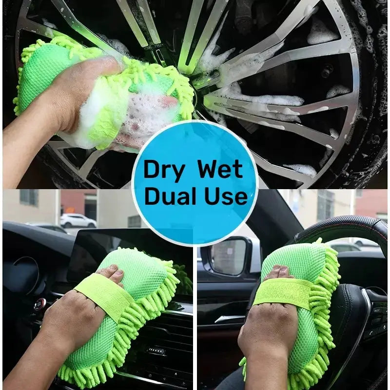 AutoGlow Microfiber Car Washer Sponge Ergonomic Glove Design For Scratch Free Detailing