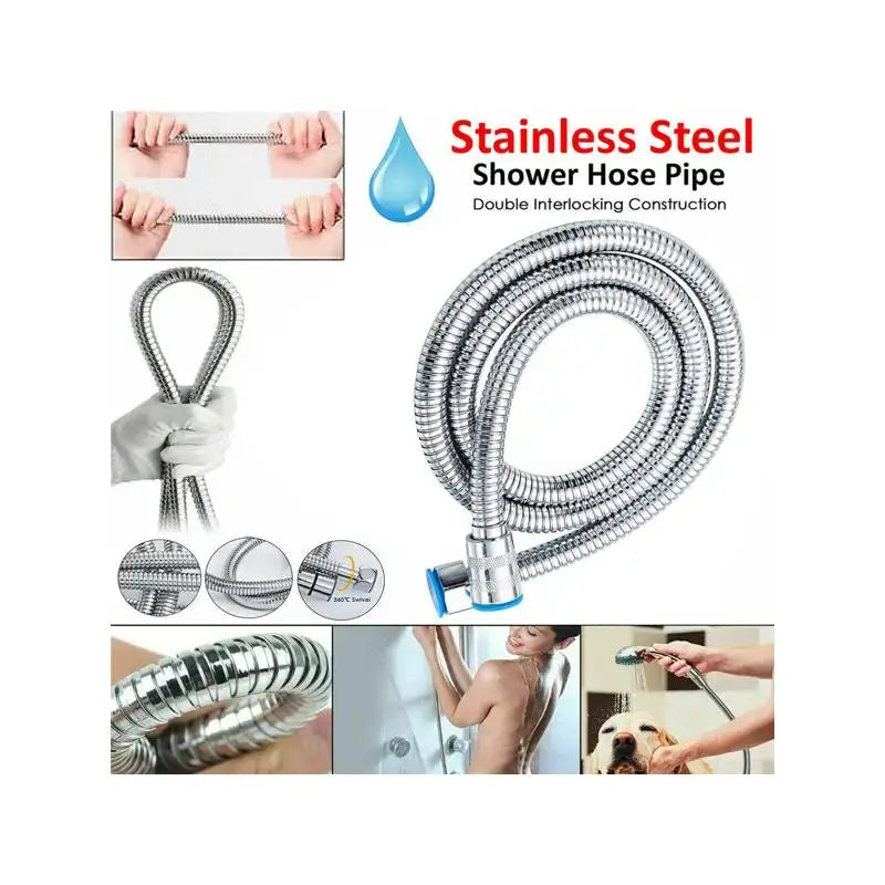 2m Flexible Shower Hose For Handheld Showerhead Stainless Steel Braided Tube Brass Core Kink Free Leak Free