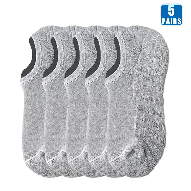 5 Pairs Mens Short Socks Cotton Breathable Ankle Low Cut Non Slip Casual Crew Socks For Summer And Autumn Wear