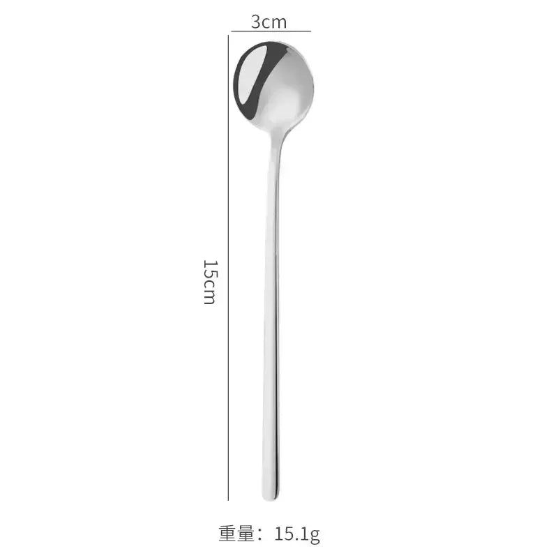 Cute Long Handle Stainless Steel Gold Finish Coffee Dessert Ice Cream Spoons Kitchen Tableware Set for Wedding