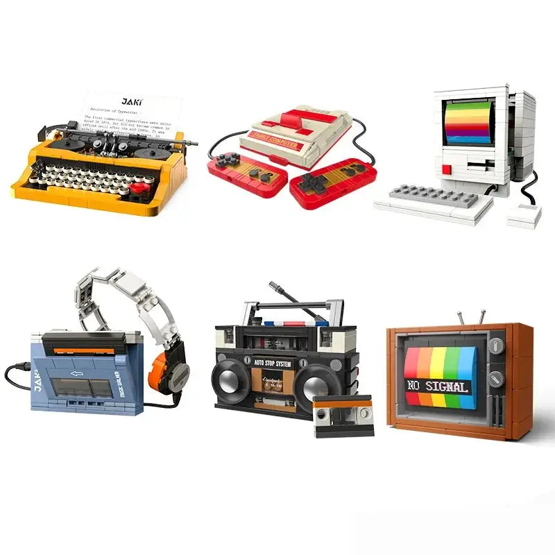 DIY Retro Electronics Building Blocks Model Brick Set For TVs Tape Players Walkman Game Consoles And Radios