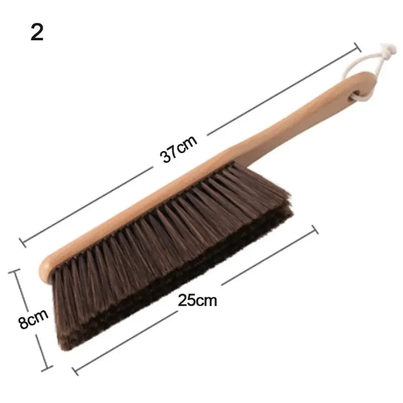 Wooden-handled anti-static brush with dark bristles, 37 cm long overall, 25 cm brush head