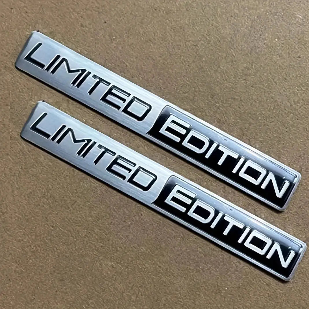 2-pack chrome 3D metal emblems by Simples Market, Limited Edition decals for rear trunk or side fender on cars