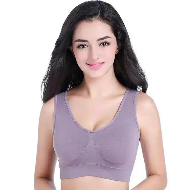 Plus-size S-7XL seamless wireless bra in lavender color