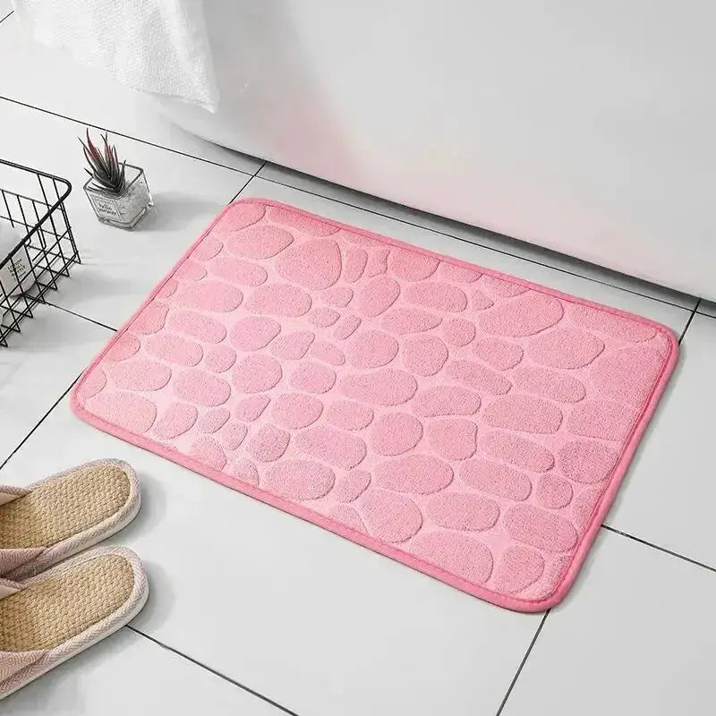 CozyNest Embossed Fiber Carpet Anti Slip Mat With Memory Foam Velvet Pebble Pattern For Bathroom And Living Room
