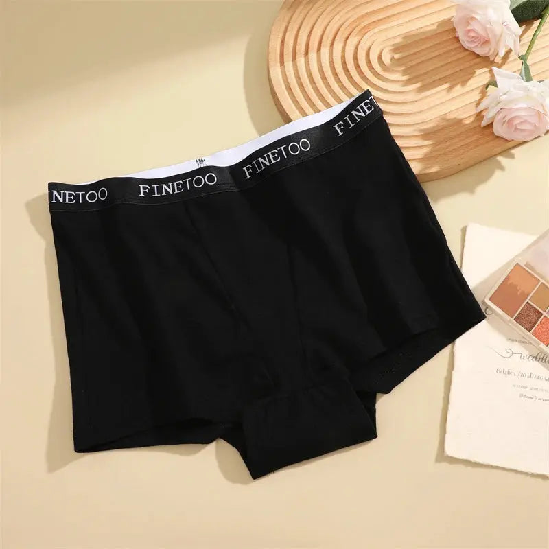 Finetoo cotton seamless sport boxers, black, two pieces