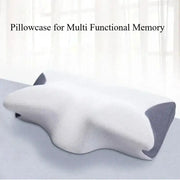 Cervical butterfly-shaped pillowcase with soft breathable white fabric and gray mesh ends