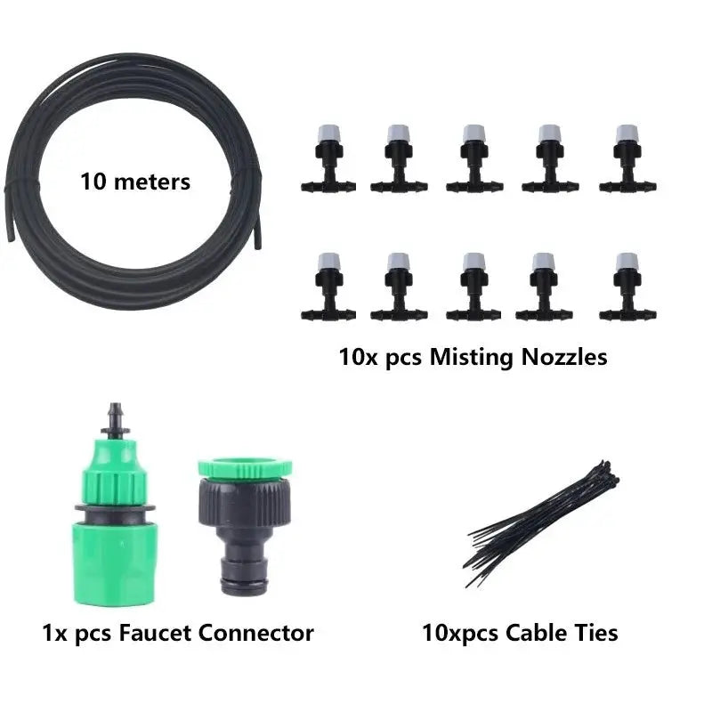 New 10 Meter Irrigation System With 10 Sprinkler Nozzles Sprayer Misting Fog Cooling For Garden Agricultural Use