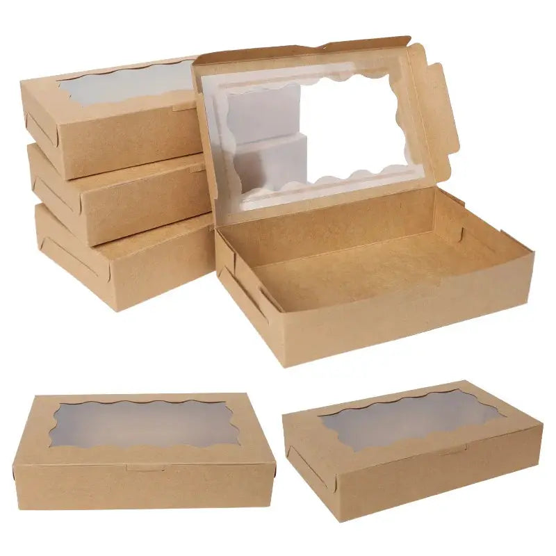 Simples Market kraft gift boxes with window, set of 5, for cookies and chocolates gift packaging