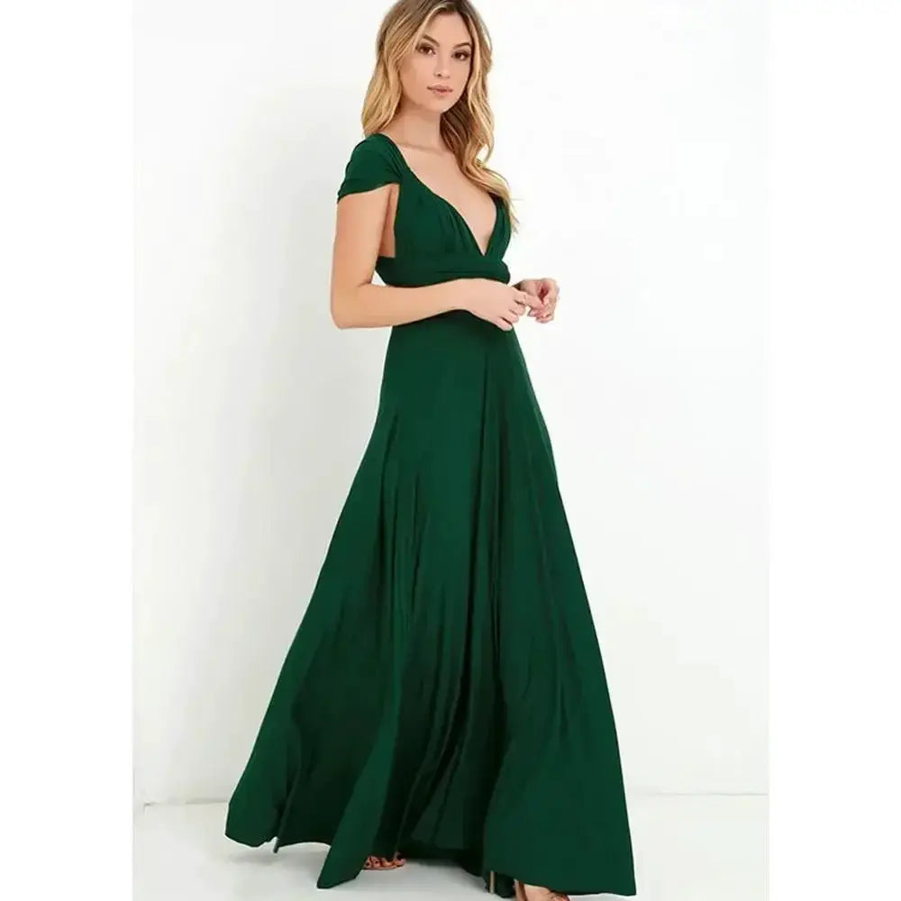Fashion Multiwear V Neck Maxi Dress With Adjustable Straps For Summer Versatile Long Dress