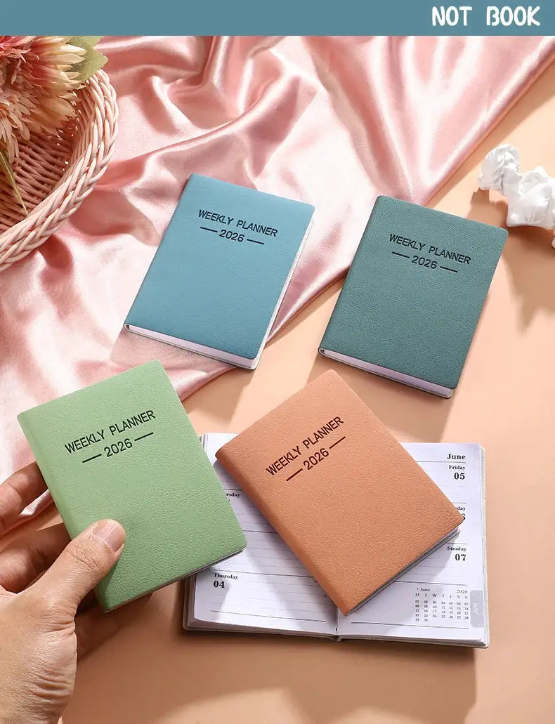 A7 Morandi PU weekly planner set of four with blue, teal, green and peach covers