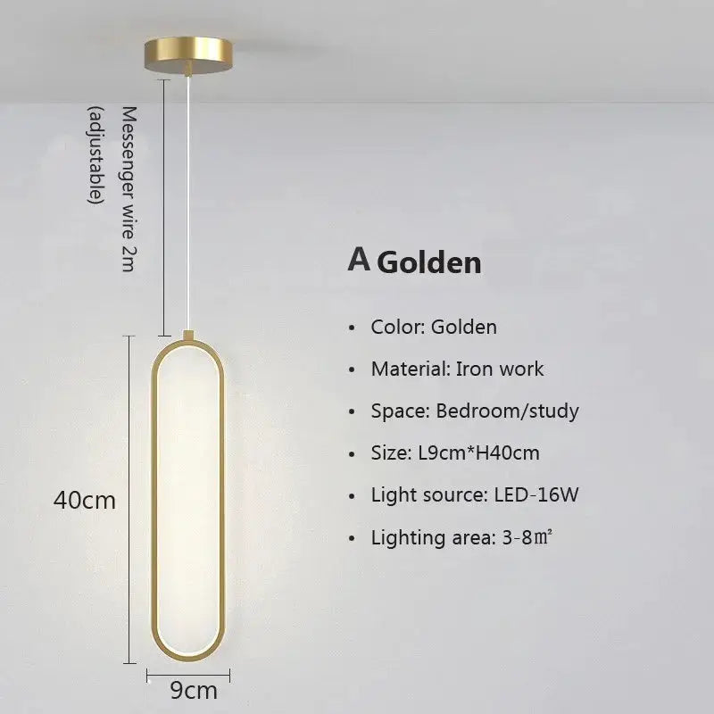 LED pendant light by Simples Market, gold iron frame with adjustable 2m cord for bedroom or living room.