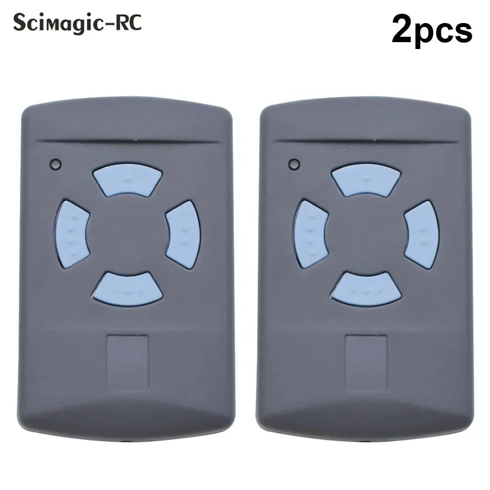 Garage door remote controls, gray with light-blue circular button pads, 2pcs, Scimagic-RC