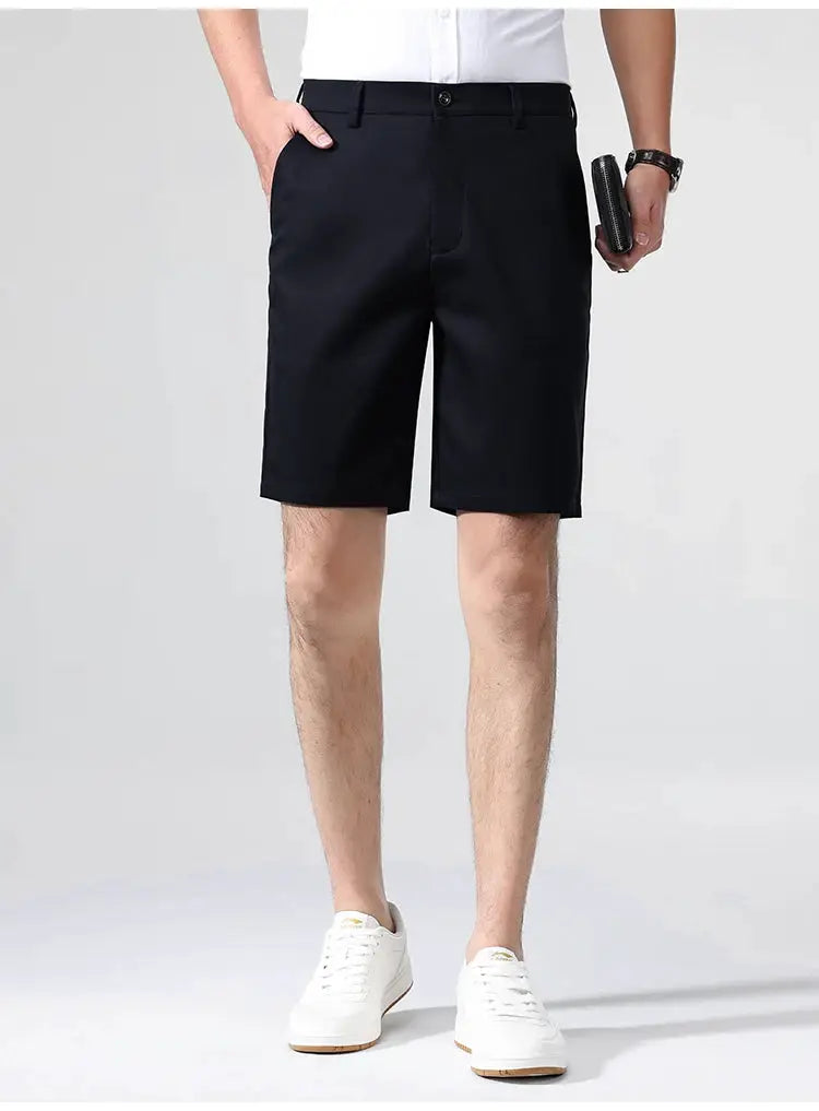 Simples Market New Classic Fit men's stretch Bermuda shorts, black, lightweight quick-dry golf shorts.