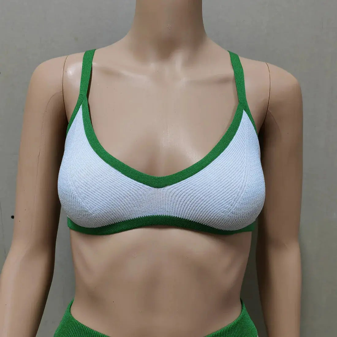 Tossy Summer Contrast Knit Halter Top And Short Trousers Set Y2K Women