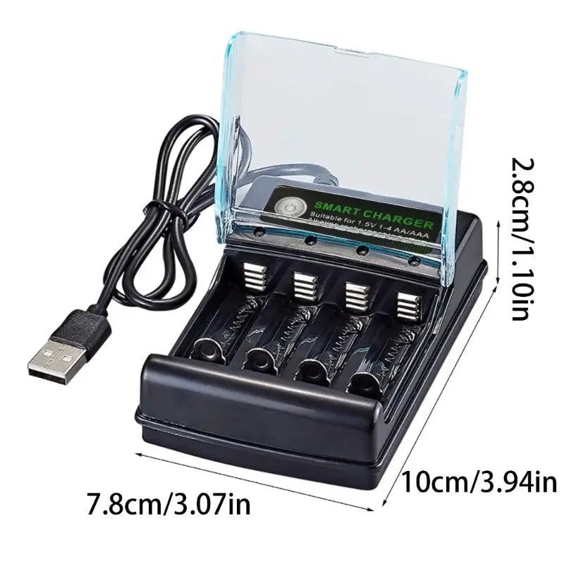 EcoCharge 4 Slot Digital Alkaline Battery Charger Intelligent Recharging For Eco Friendly Power
